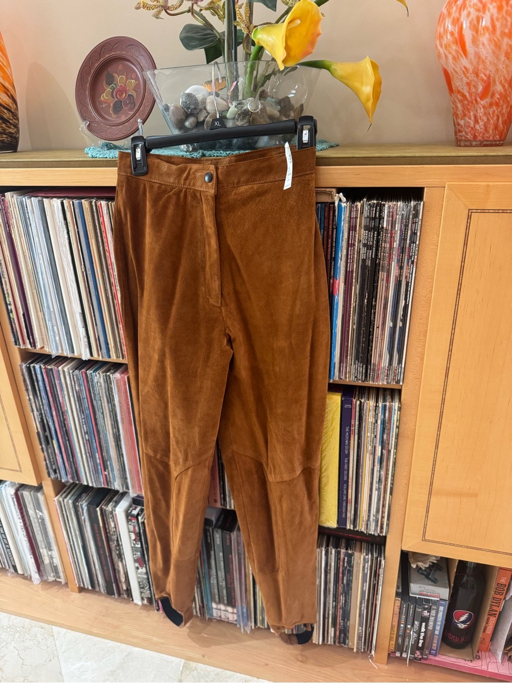 PRICE DROP: VTG.,NWT, KENAR LEATHERS lined, SUEDE STIRRUP PANTS, 2,MADE in USA